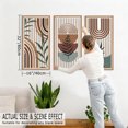 thumbnail image 4 of Large Boho Wall Art Set Of 3 Framed Mid Century Modern Wooden Wall Decor Abstract Geometric Wood Wall Sculptures For Living Room Bedroom 16"x 32", 4 of 11