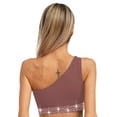 thumbnail image 4 of Kaerm 2-pieces Women Lyrical Dance Contemporary Outfit One Shoulder Crop Tops with Tassel Built in Briefs Skirted Dusty Pink M, 4 of 7
