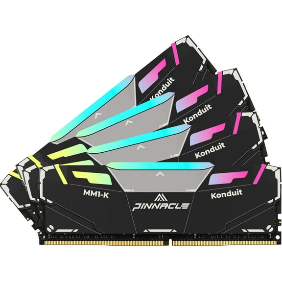 Timetec Pinnacle Konduit RGB 32GB KIT(4x8GB) DDR4 3200MHz PC4-25600 CL16-18-18-38 XMP2.0 Overclocking 1.35V Compatible for AMD and Intel Desktop Gaming PC Memory Module RAM - Black