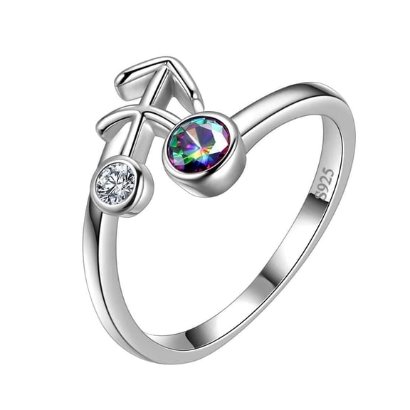 Zodiac Sign Sagittarius Ring 925 Sterling Silver Mystic Topaz Women November December Birthday Gift Astrology Horoscope Christmas Jewelry Juwaliy