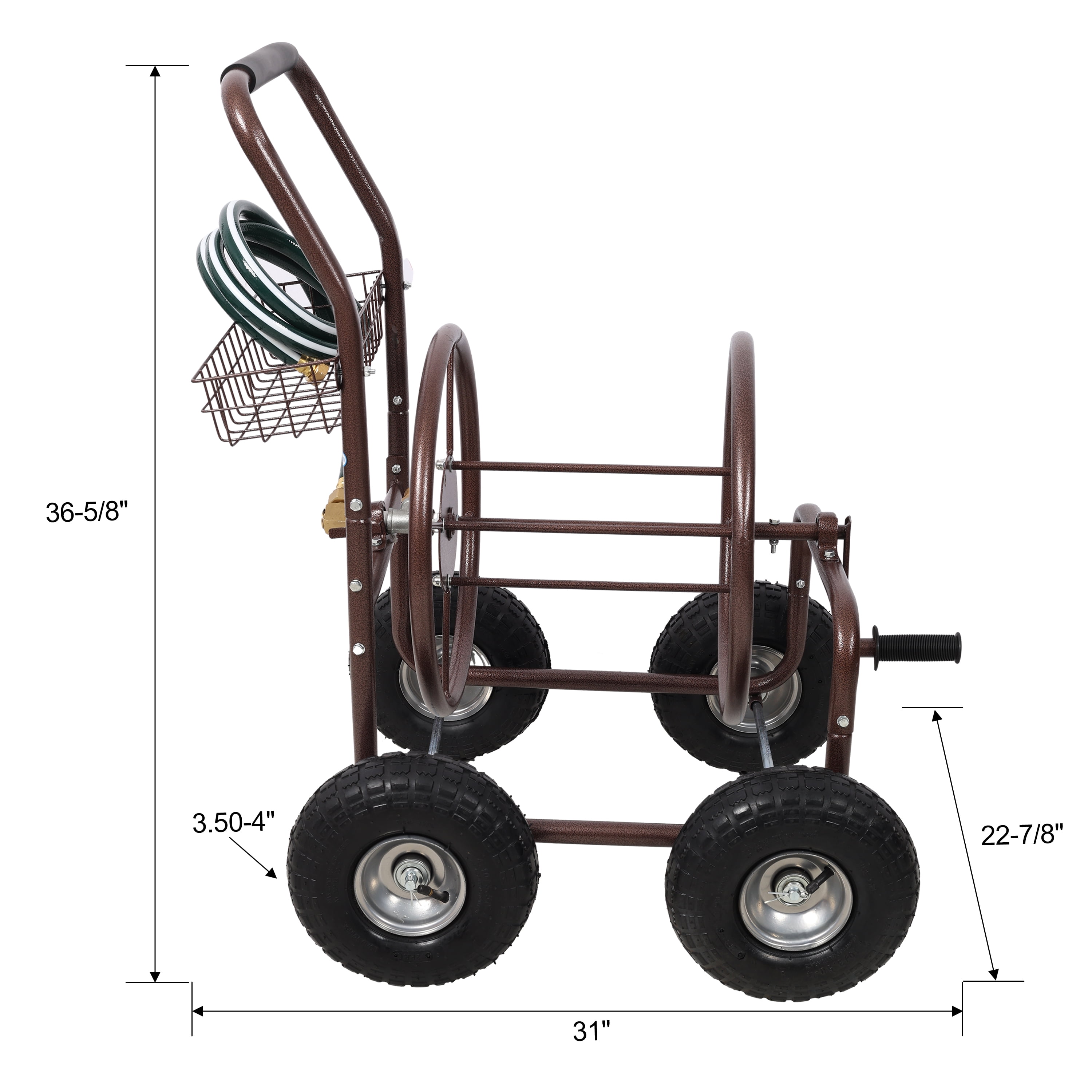 Metal Hose Reel Cart Heavy Duty 250 Ft Capacity with Wheels