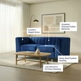 thumbnail image 4 of Aykah Canapé 55 Pouces, Dossier Moderne Rembourré et Confortable avec Capitonnage à Canaux, Accoudoir, Pattes en Métal, Parfait pour les Meubles de Salon Ou la Chambre (Velours, Bleu), 4 of 10