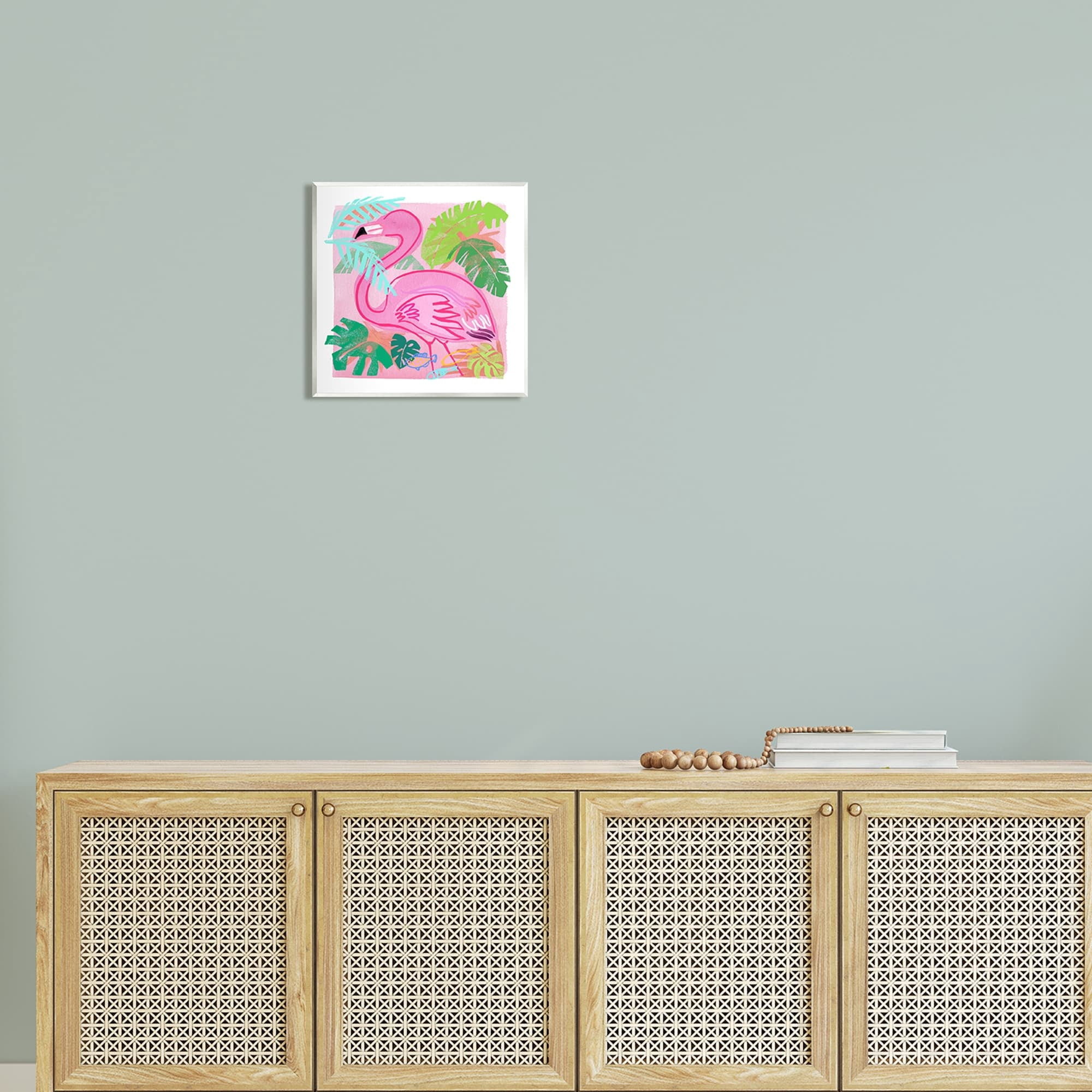 Stupell Industries Tropical Flamingo Bird Layered Fish Beach Leaves Graphic Art Unframed Art Print Wall Art, Design by unknown