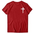 thumbnail image 5 of Sexlip Womens Short Sleeve T Shirt Cross Print Crew Neck Design Soft Fabric Relaxed Silhouette for Outdoor Relaxation Red XXL, 5 of 5