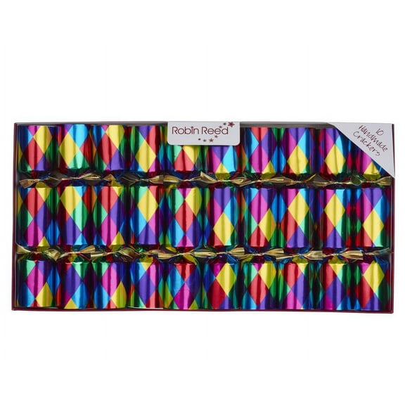 Robin Reed English Holiday Christmas Crackers - Harlequin Party, 10 Count