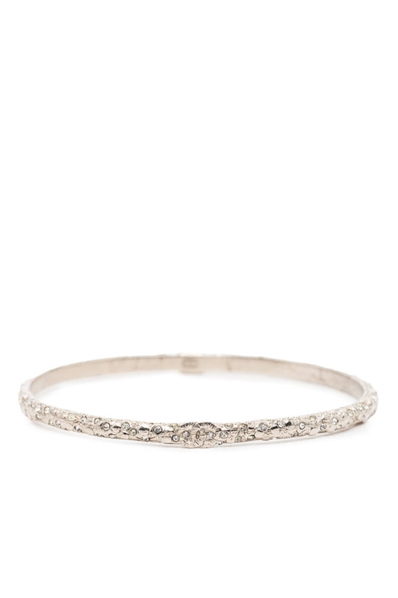 Pre-Owned Chanel Coco Mark Bangle, Silver Metal Rhinestone, Women's CHANEL