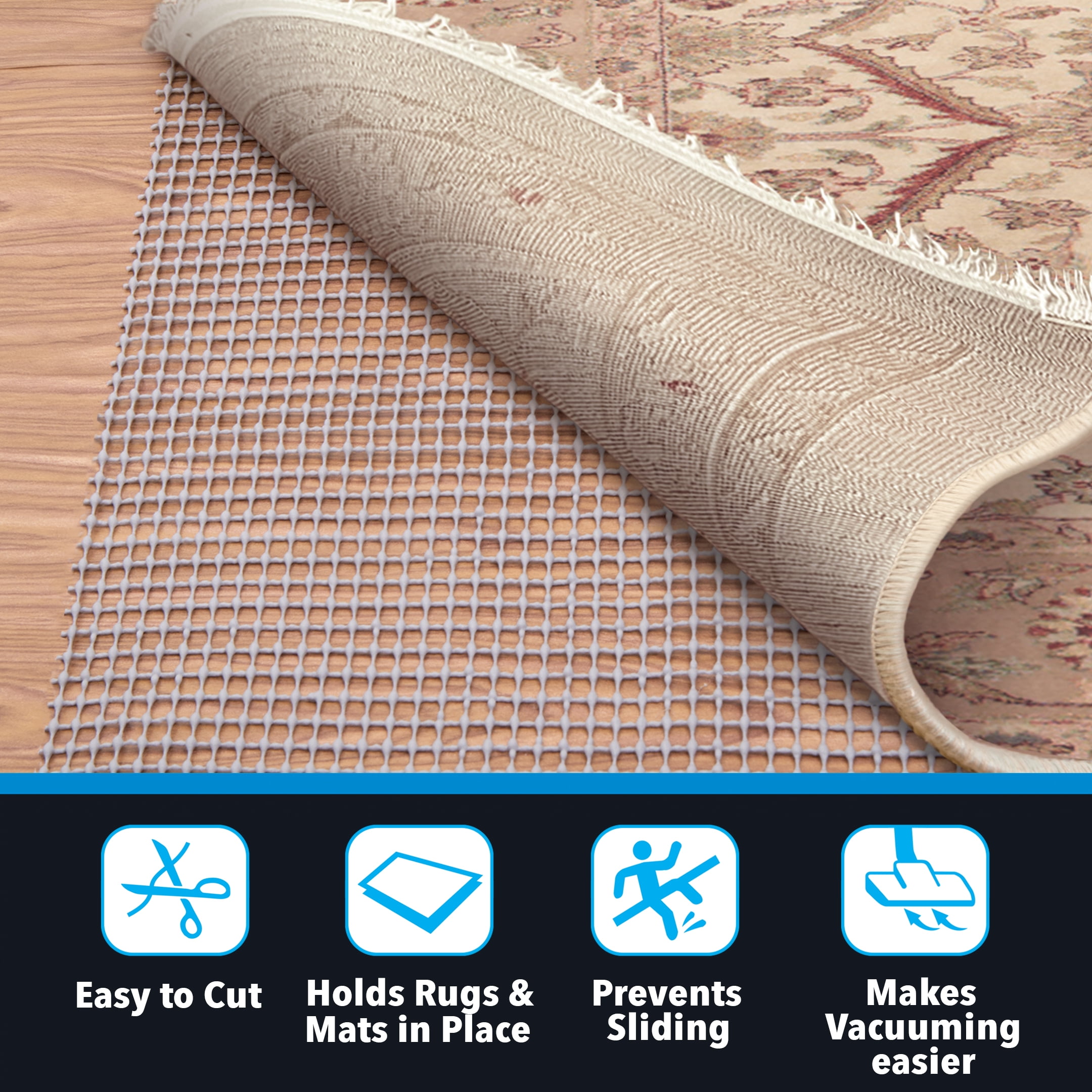 Mainstays Non-Skid Non-Slip Rug Pad, Gray, 2' x 6'