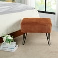 thumbnail image 3 of Home Soft Things Solid Faux Fur Ottoman - Umber - 19" x 13" x 17", 3 of 9