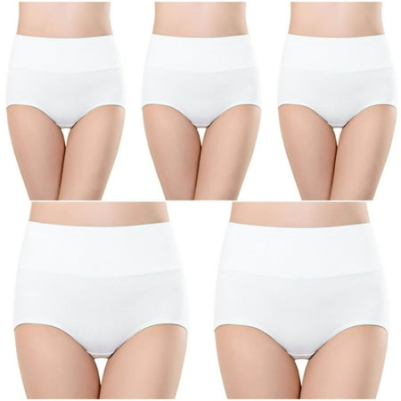 APEXFWDT Womens Underwear Cotton High Waist Full Coverage Brief Ladies Panties Comfy Soft Stretch Panties 4 pack (Regular & Plus Size)