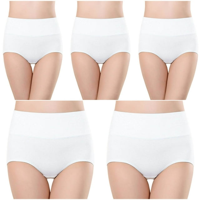 Plebaso Culottes en Coton Taille Haute pour Femmes, Couvrance Totale, Culottes pour Dames, Multipack, Tailles Régulières et Plus