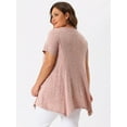 thumbnail image 4 of DARING DIVA Women's Plus Crew Neck Flowy Swing Loose Tunic Tops 1X Pink, 4 of 6