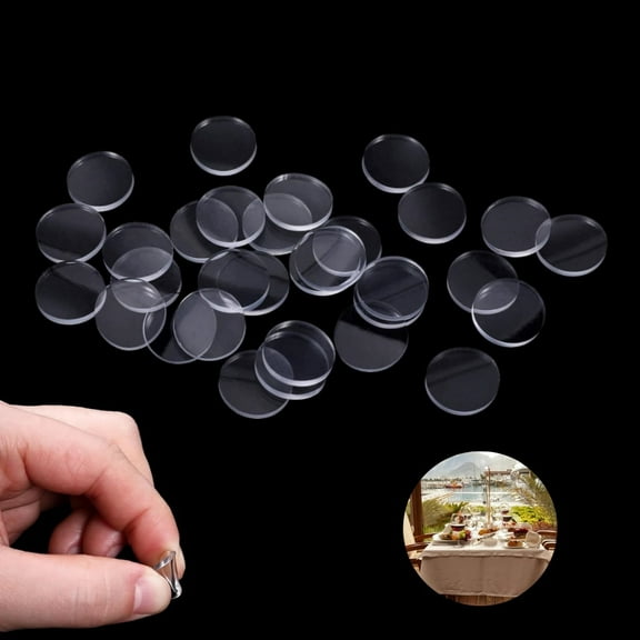 100Pcs Glass Table Top Bumpers,0.59x0.08In Durable Glass Table Top Anti Slip Pads,QZS Portable Furniture Bumpers Rubber Pads for Furniture
