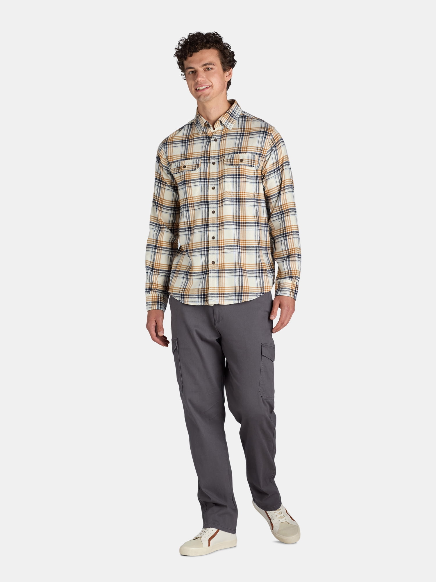 George Men's and Big Men's Flannel Shirt with Long Sleeves, Sizes XS-3XLT