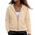thumbnail image 5 of UDAUDU Zip Up Hoodie Women Fleece Jacket Comfort Oversized Sweatshirt Cozy Hooded Sweatshirt 2026 Fall Fashion Coats with Pockets Khaki S, 5 of 6