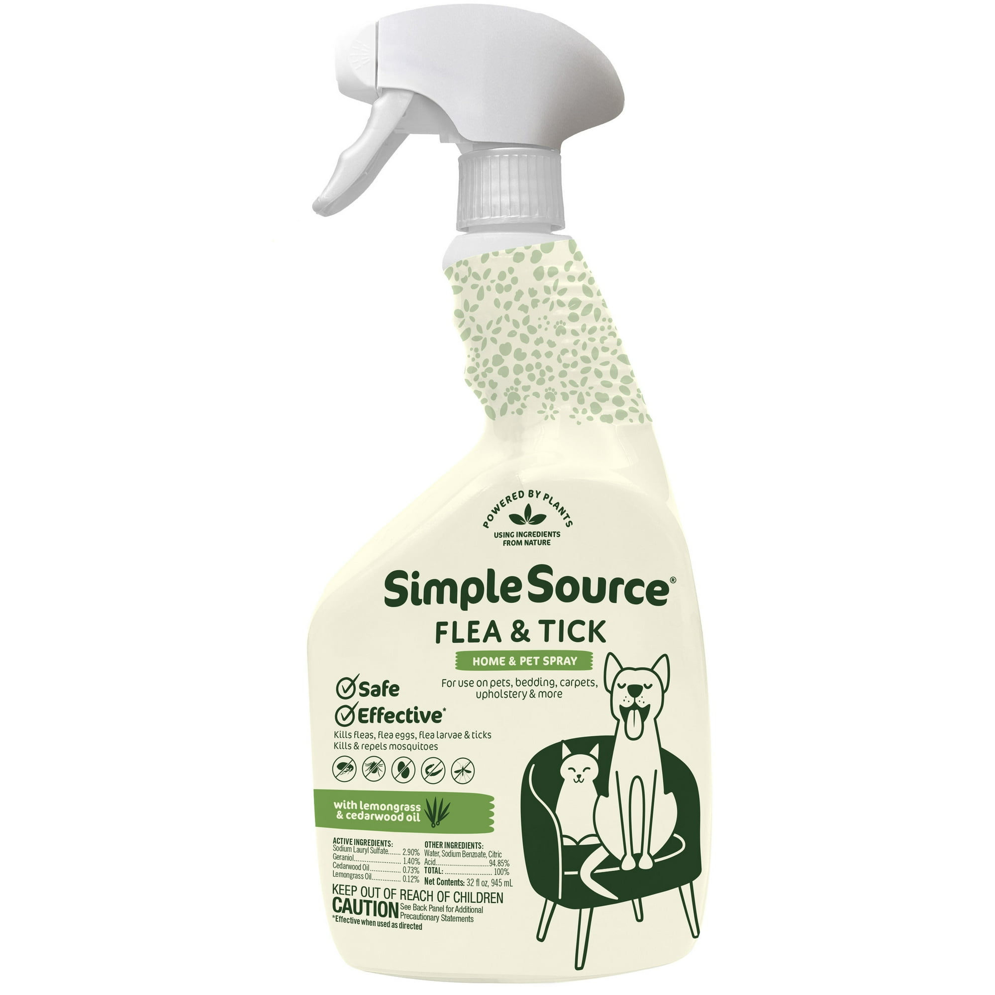 SimpleSource® Flea & Tick Home & Pet Spray, Kills Fleas, Flea Eggs, Flea Larvae, & Ticks, Kills & Repels Mosquitos, 32oz Bottle