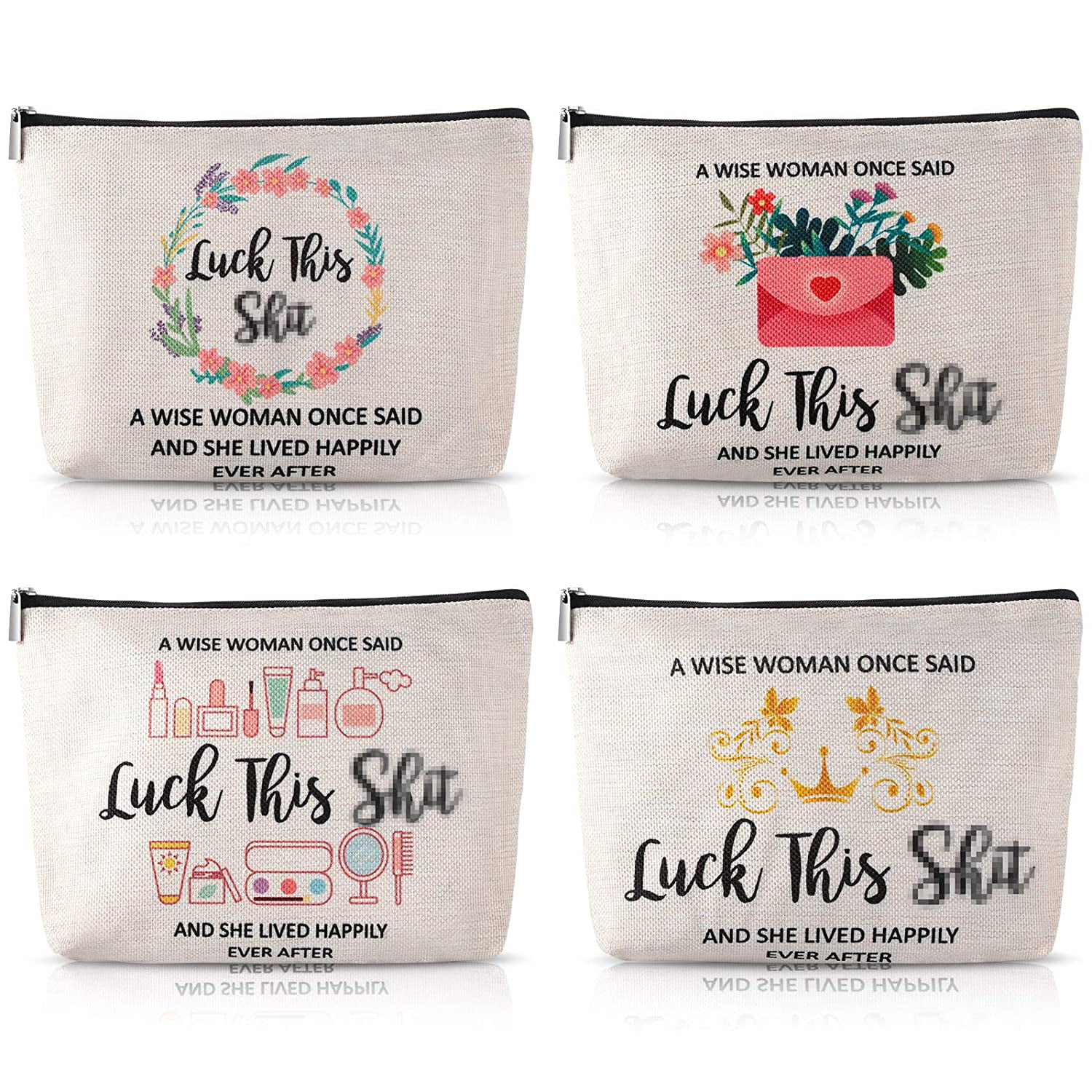 4 Pieces Luck Printed Makeup Bags Cosmetic Bags with Funny Words for Women  Makeup Travel Retirement Birthday Anniversary Present | Walmart Canada