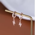 thumbnail image 4 of Solid 925 Sterling Silver Lightning Bolt Drop Hoop Earrings for Women Teens CZ Lightning Bolt Hoop Earrings Huggie, 4 of 12