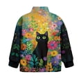 thumbnail image 5 of Uorisanigo Girls Half Zip Sweatshirt Oversized School Drop Shoulder Pullover Top Fall Fashion Outfits Clothes Floral Black Cat Long Sleeve Workout Shirts Quarter-Zip Pullover Jacket, 5 of 7