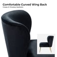 thumbnail image 6 of Contemporary Vanity Chair Upholstery Armless Accent Chair Metal Base Nailhead Trim Bedroom Black, 6 of 7