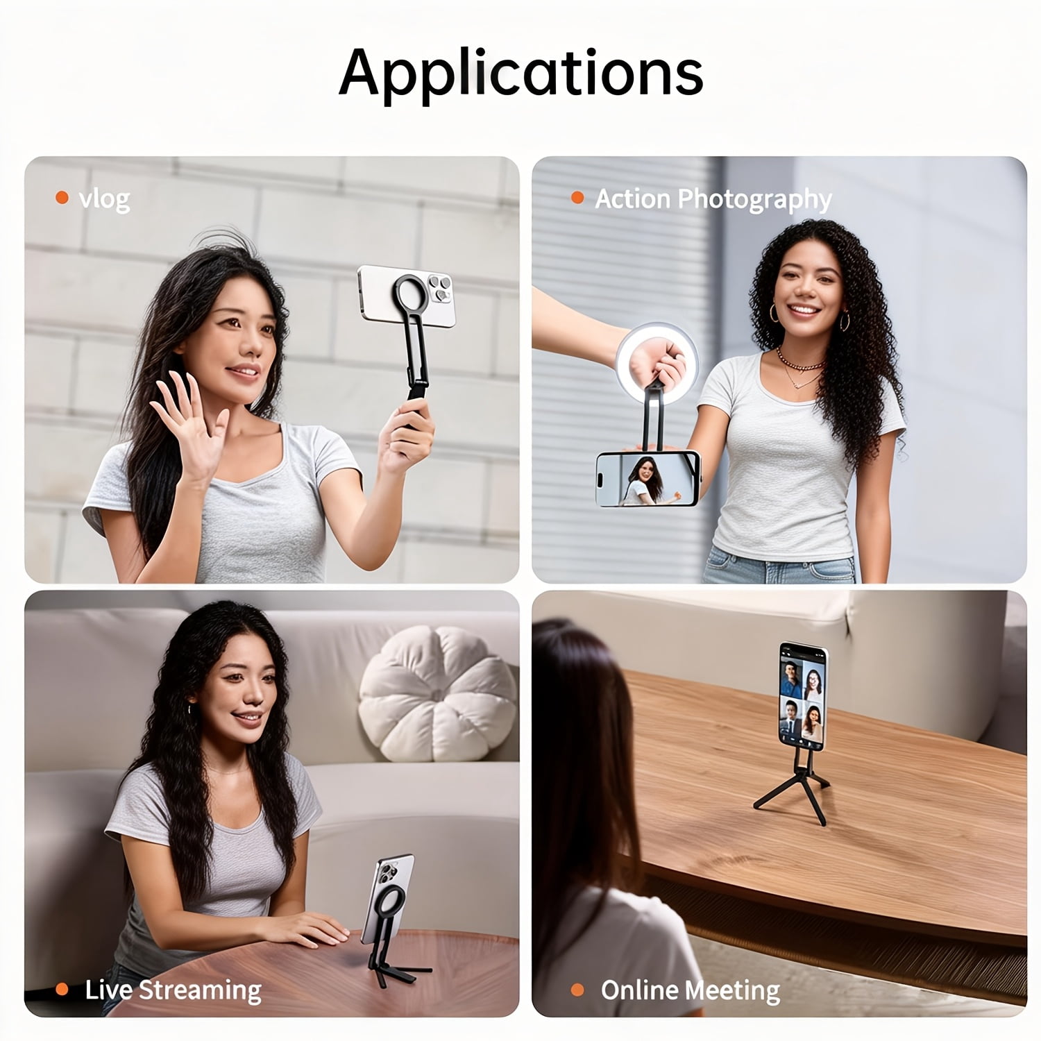 360° Rotating Magnetic Phone Tripod, Foldable for iPhone 17/16/15/14 Pro Max/Air, Adjustable Base for Vlogging, Fitness & Travel