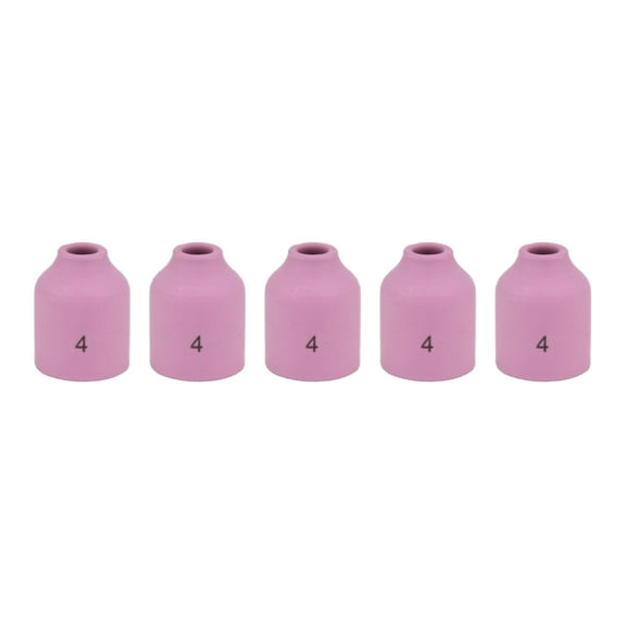 Alumina Nozzle Cups for TIG Welding Torches Series 9/20/25 with Gas Lens Set-Up - Model: 53N58 - #4 (1/4") - (5 PACK)