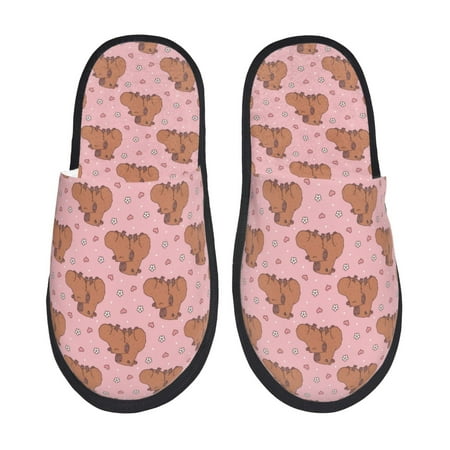 

Yiaed Heart Capybara Print Unisex House Slippers Slip on Warm Shoes Indoor Outdoor with Anti-slip sole-Large