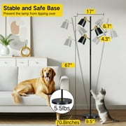OUTON Tree Floor Lamp with 3 Adjustable Rotating Lights,Standing Tall Pole Lamps for Living Room, Bedroom, Home, Office-Black(Bulbs Included)
