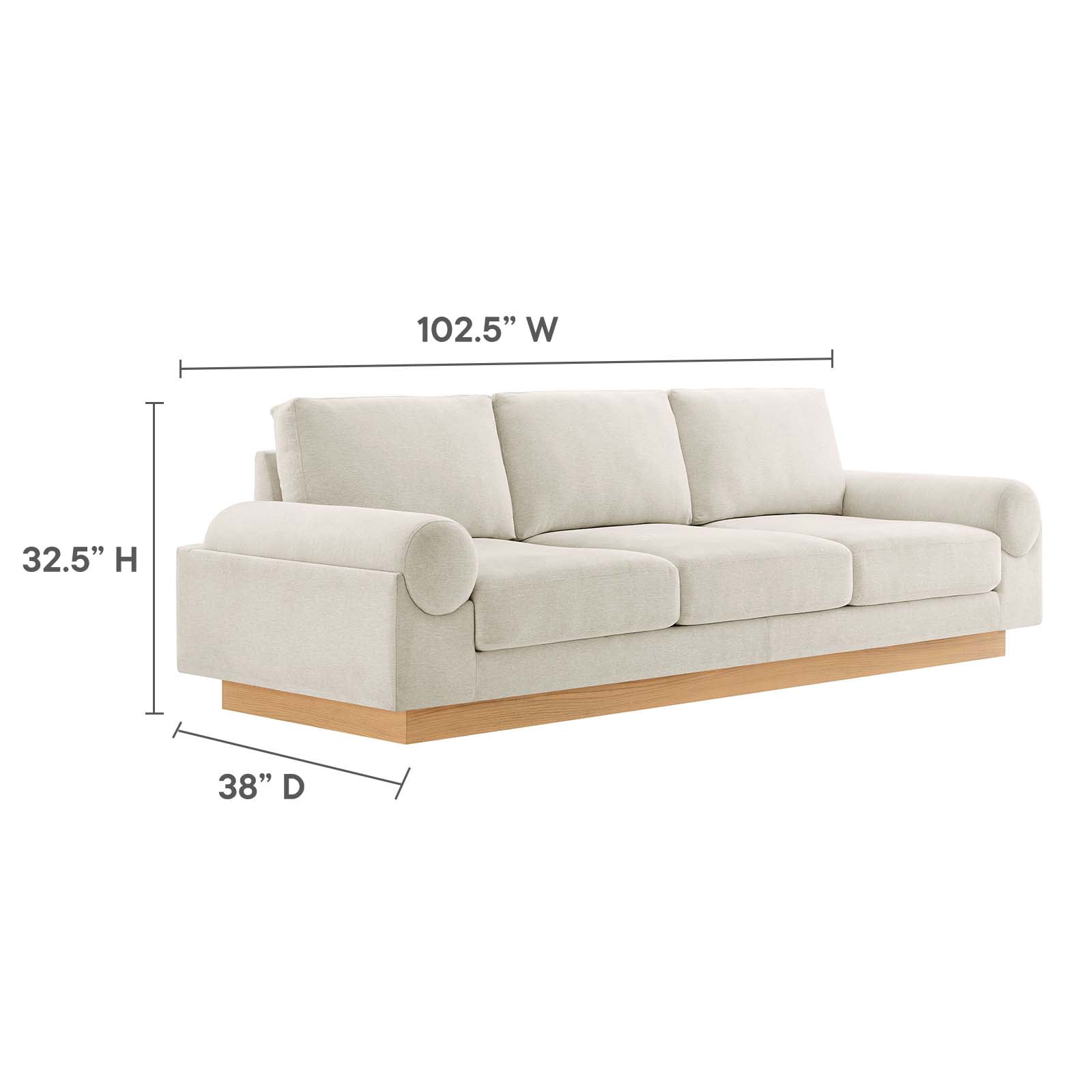 Modway Oasis Upholstered Fabric Sofa in Ivory