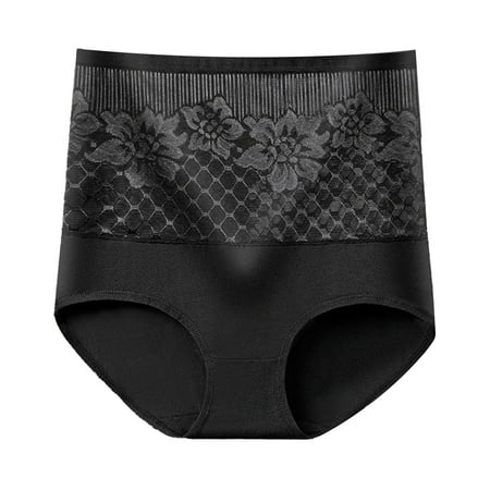 HCURIBAD Panties for Women Clearance Women s Plus Size High Waisted Cotton Tummy Lifting Hip Sexy Panties Seamless Underwear Cotton Underwear No Show Underwear  1x Ladies Panty Black 2XL