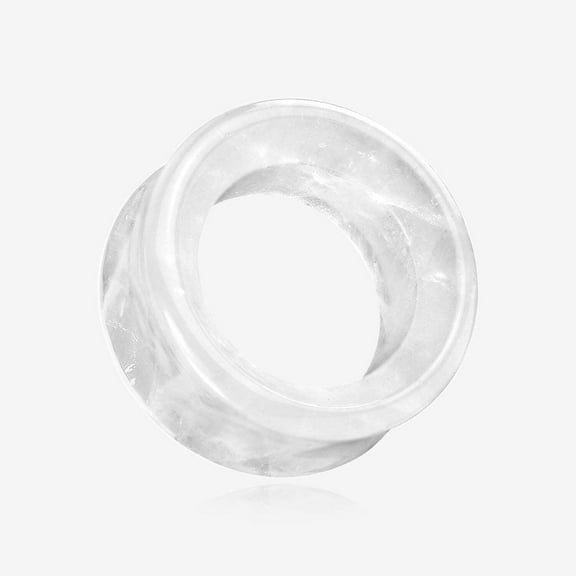 A Pair of Cloudy Quartz Stone Double Flared Eyelet Tunnel Plug