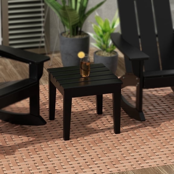 WestinTrends Ashore Oversized Outdoor Side Table, 18 Inch All Weather Poly Lumber Adirondack Patio Side Table Square End Table, Black