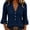*Navy, variant on ClodeEU Women's V Neck 3/4 Sleeve Linen Blend Henley Button Blouse with Ruffle Cuffs ,Casual Loose Fit Vintage Top Black,Women's Plus L