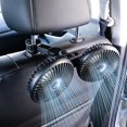 thumbnail image 1 of Ventilador de coche ELOHEI para asiento trasero, 12 V, silencioso, 3 velocidades, rotación 360°, doble cabezal, 1 of 7