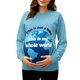 thumbnail image 2 of RKSTN Funny Maternity Sweatshirt for Women Plus Size Crewneck Pregnancy Graphic Print Sweatshirt Womens Casual Oversized Round Neck This is Not a Baby, This is My Whole World Print Sweatshirt, 2 of 7