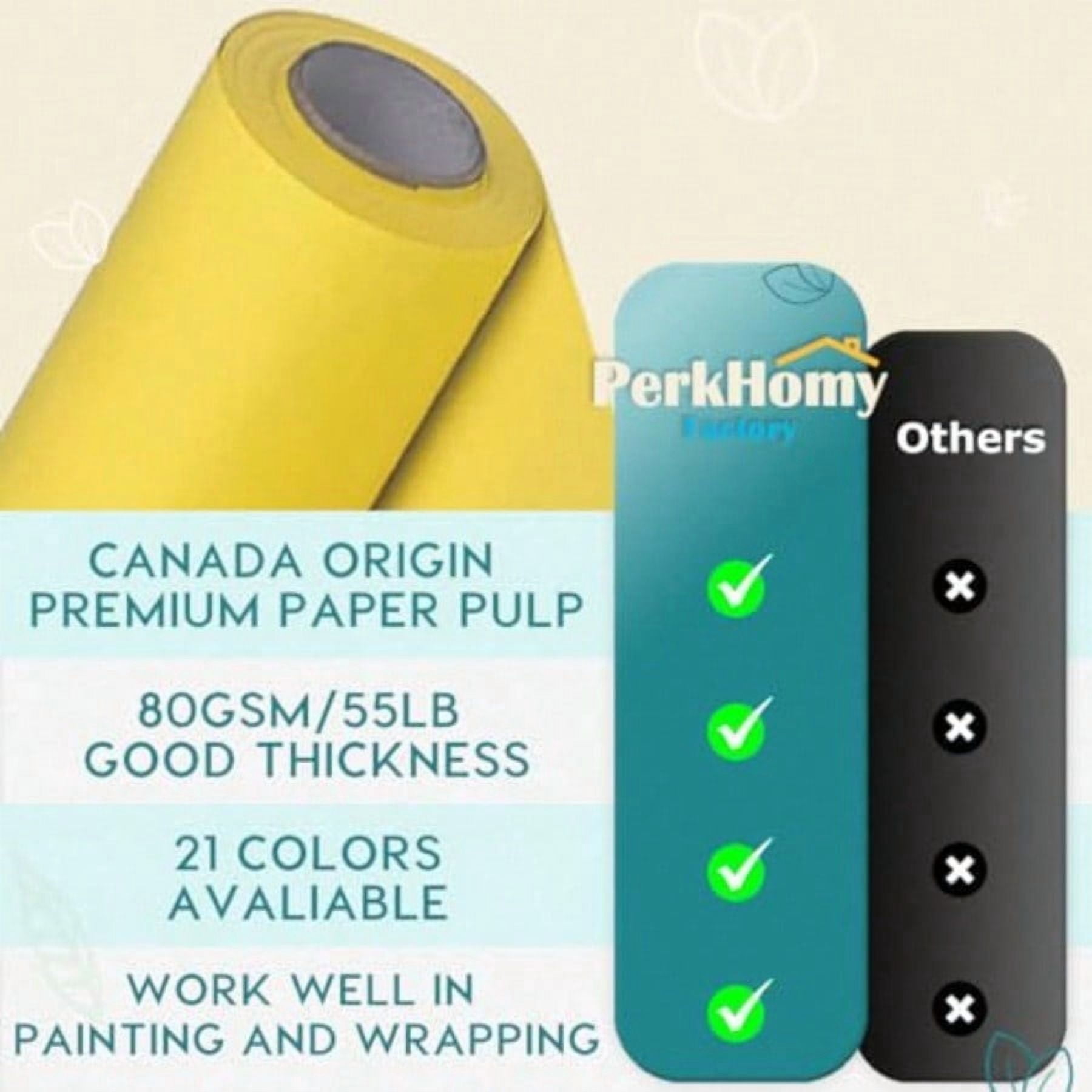 PerkHomy Lemon Yellow Kraft Paper Roll 36 x 1800 150' for Gift Wrapping Bouquet Flower Art Painting Craft Writing Packaging Shipping 80GSM 55LB (Lemon Yellow 36 x 150')