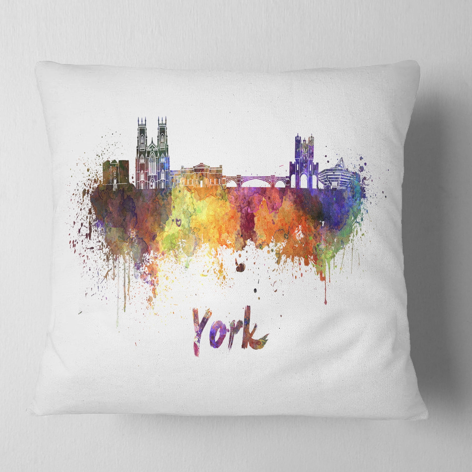 Designart York Skyline - Cityscape Throw Pillow - 18x18