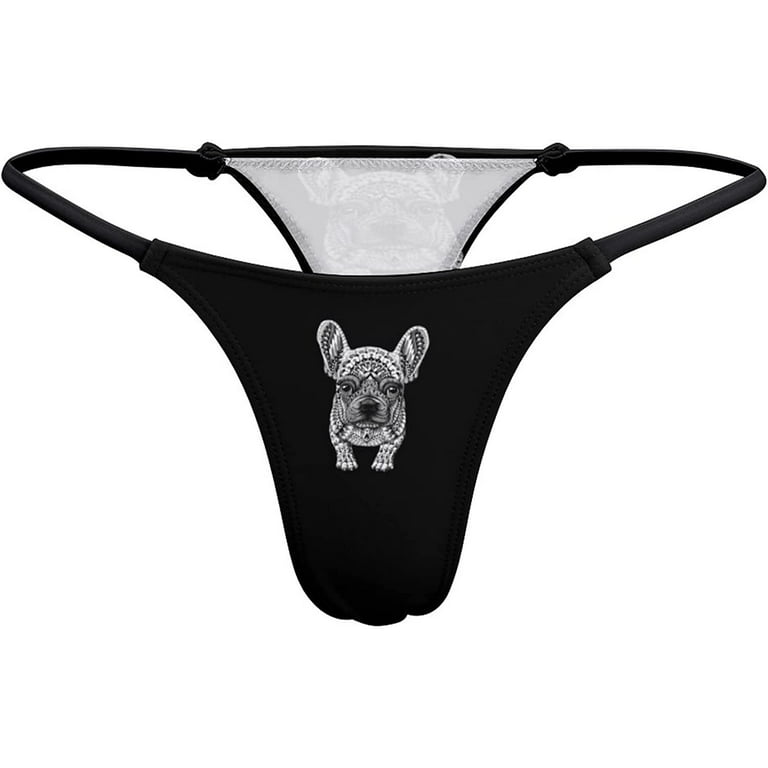 Frenchie French Bulldog G-String Thongs Women's T-Back Underwear Panty 