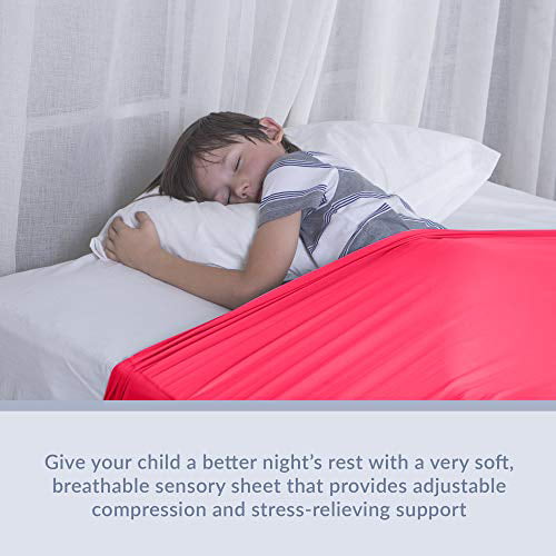 Stretchy Comfortable Sleeping Bedding Red, Queen Breathable Cool Special Supplies Sensory Bed Sheet for Kids Compression Alternative to Weighted Blankets