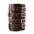 thumbnail image 7 of HZMAN Mens Leather Wide Triple Strap Cuff Wrap Gauntlet Wristband Buckle Fastening Arm Armor Cuff 4 Rows (Brown), 7 of 7