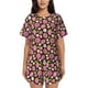 thumbnail image 1 of Fotbe Strawberry Conjunto de Pijama Estampado para Mujer, 2 Piezas, Ropa de Dormir con Camiseta de Manga Corta y Shorts Suaves-Small, 1 of 6