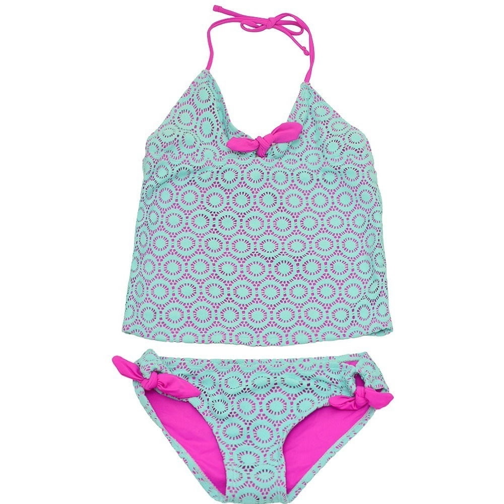 Raisins Girls Aqua Fuchsia Sweet Sound Sunshine 2 Pc Tankini Swimsuit