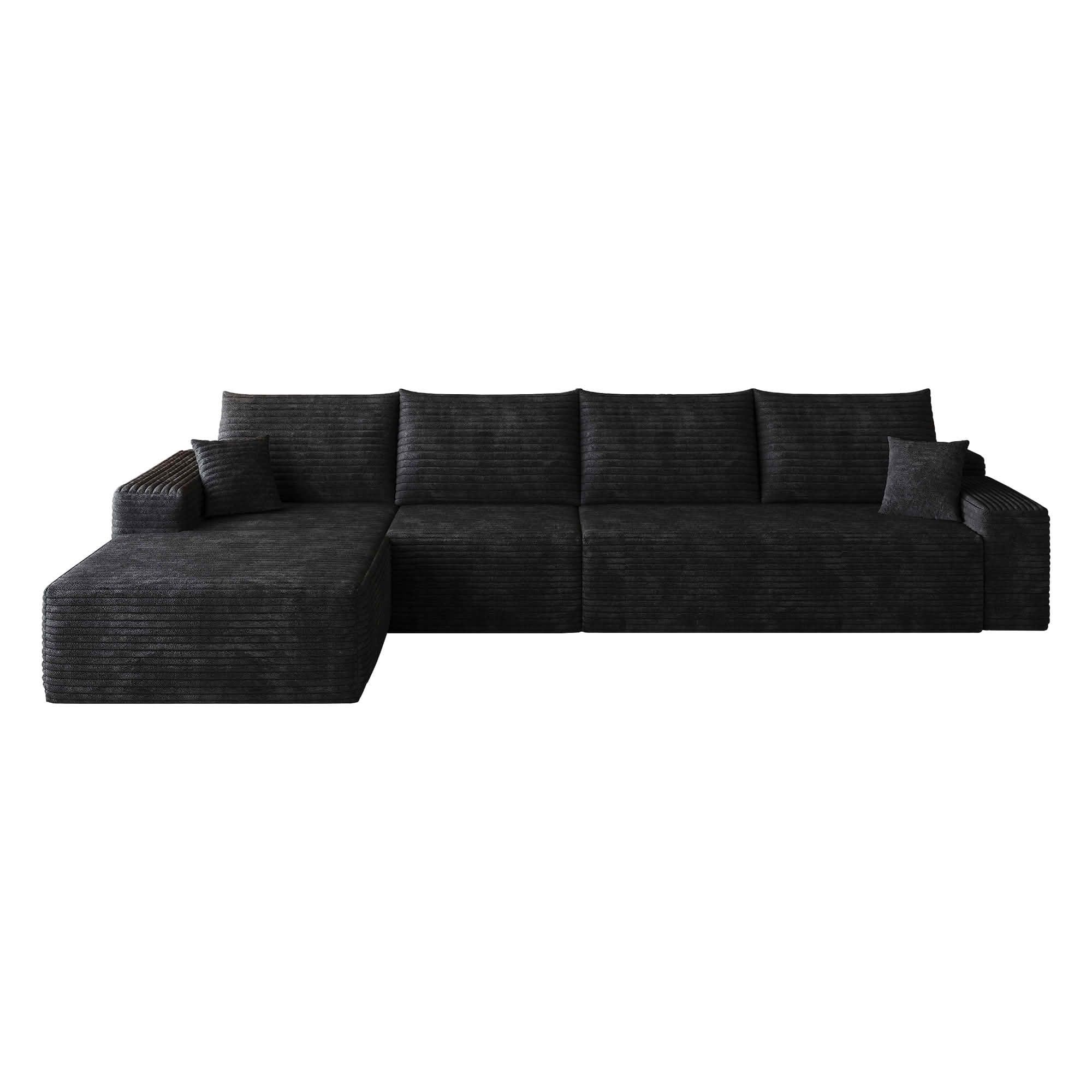 MAYEERTY 135 Inch L‑Shape Cloud Sectional Couch with Chaise, Modern Modular Deep‑Seat Sofa, Plush Corduroy Upholstered Couch, No Assembly Required for Living Room Bedroom Apartment