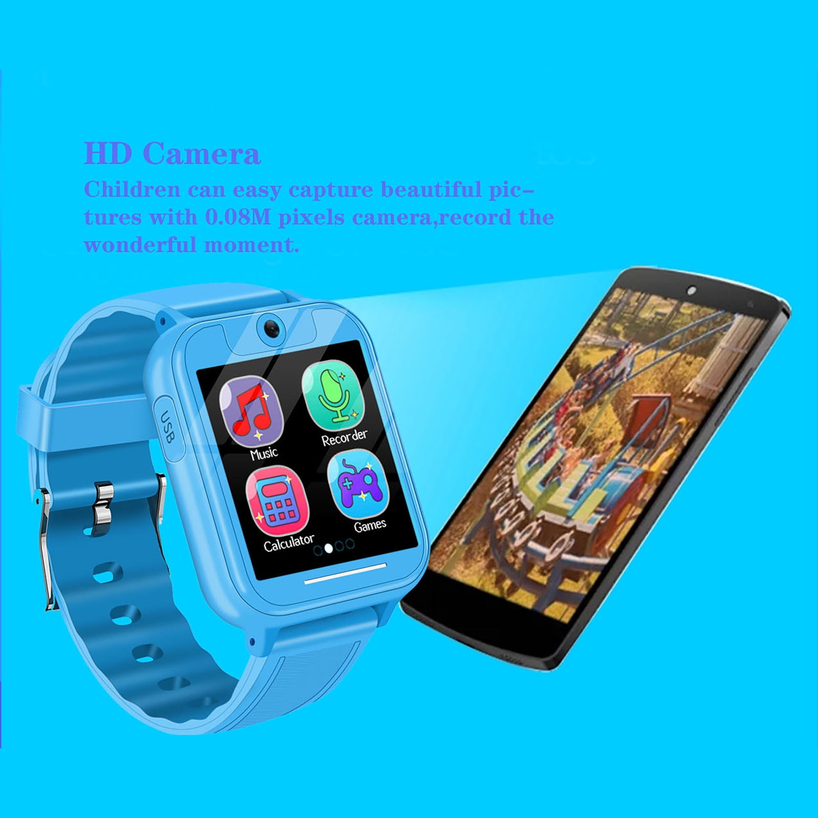 Kids Waterproof Smart Watch Smart Watch for Kids Touchscreen Kids Watches with Video Alarm Camera Toys for Girls Boys 3-12 Years Old Birthday