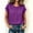 *Purple, variant on ClodeEU Women's Round Neck Short Sleeve Linen Blend Top ,Solid Color Casual Loose Fit Spring Summer Blouse Black,Women's Plus L