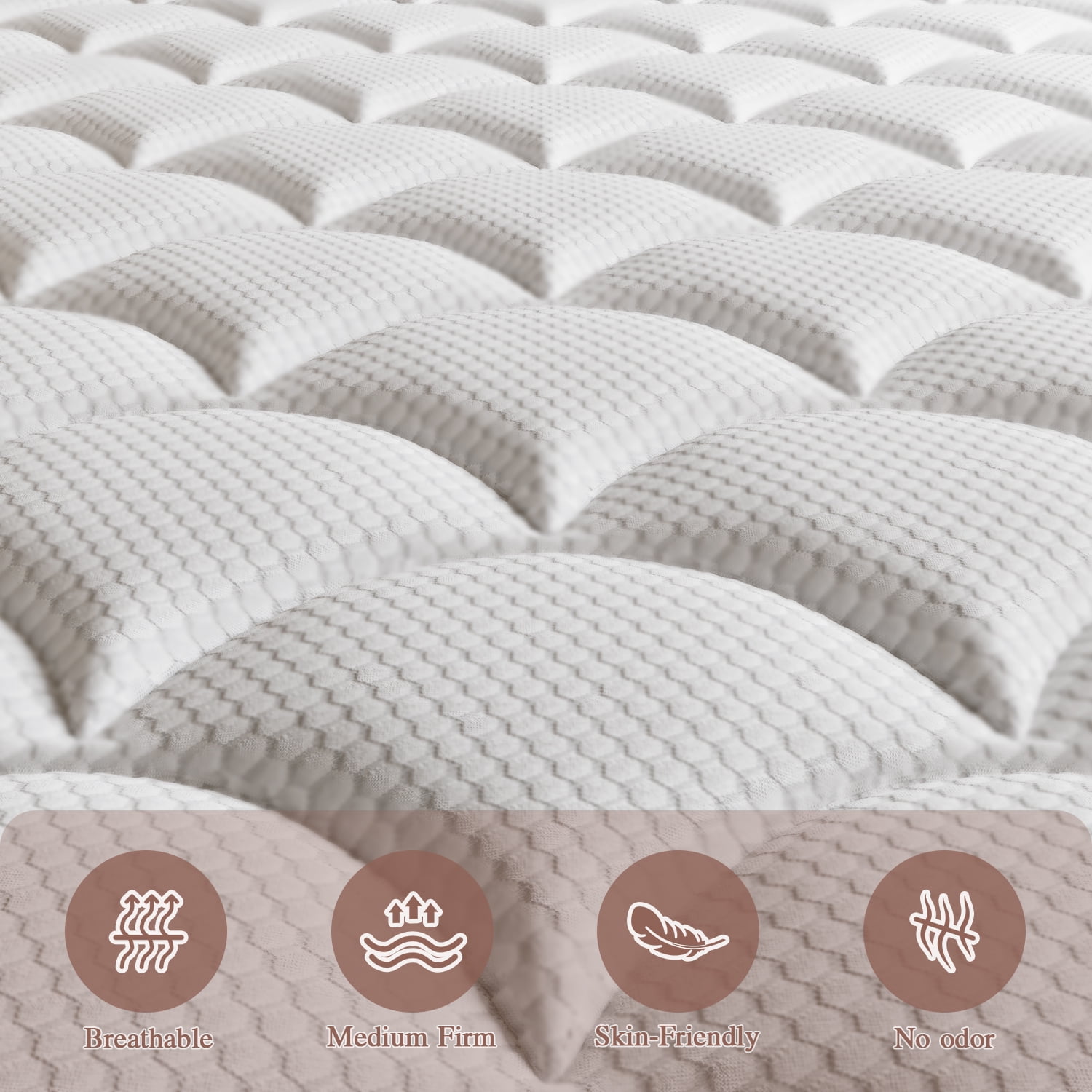 Queen Mattress in a Box, 14 inch Queen Size Medium Hybrid Mattress with Memory Foam and Box Spring