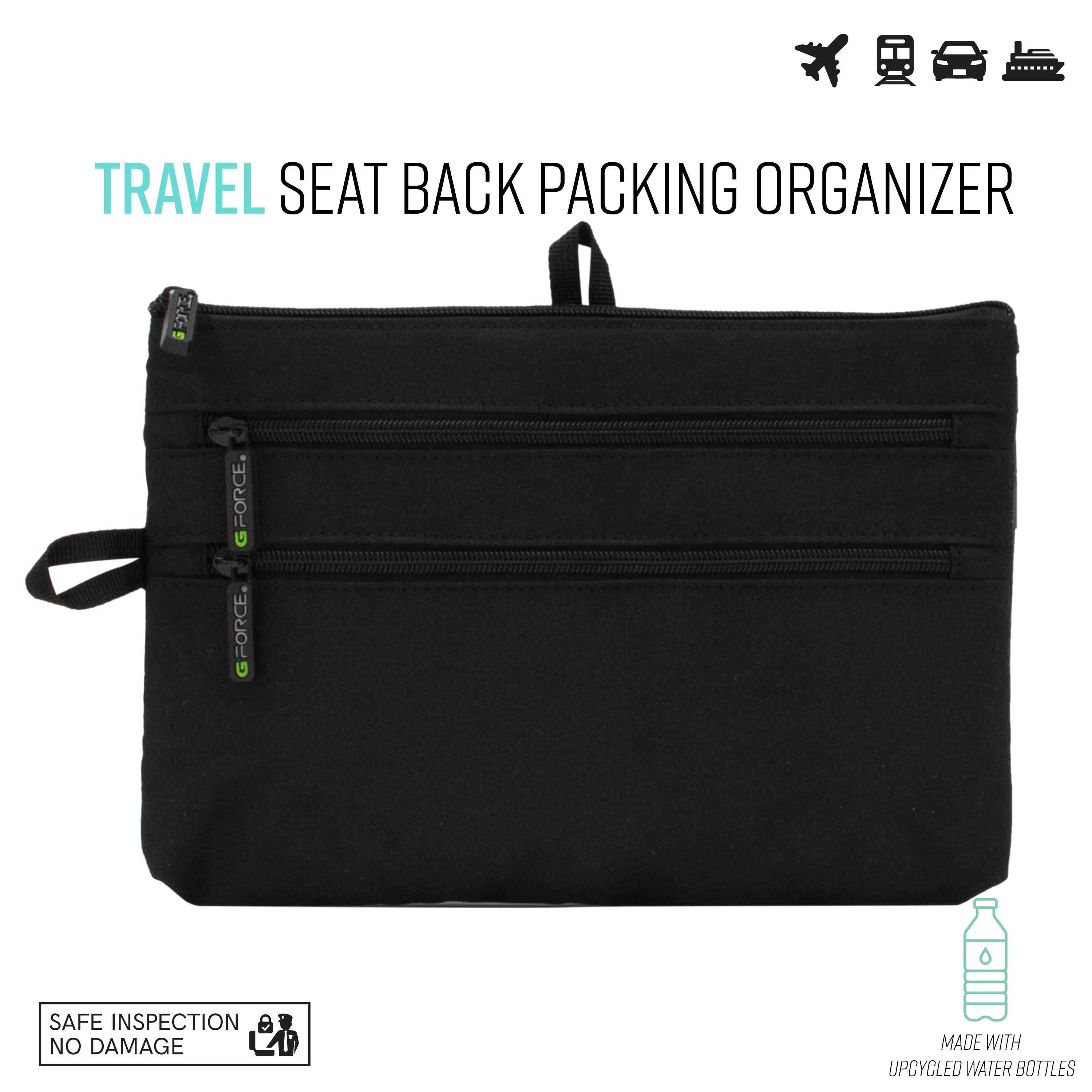 G Force 3 Compartment Travel Seat Pack Organizer, Black, RPET, 11.02 in x 8.07 in