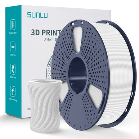 SUNLU PETG 3D Printer Filament 1.75mm,Dimensional Accuracy  /- 0.02 mm,1 kg/Spool,White Color