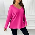 thumbnail image 5 of hotojiny Womens Plus Size Tops Casual Long Sleeve V Neck Comfy T Shirts Lounge Baggy Lightweight Soft Blouse, 5 of 7