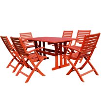 International Carvan Royal Fiji 7 Piece Patio Arm Dining Set in Red