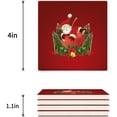 thumbnail image 3 of FMSHPON Merry Christmas Santa Claus Set of 6 Coaster for Drinks, Absorbent Ceramic Stone Coasters Cup Mat with Cork Base for Home Kitchen Room Coffee Table Bar Decor, 3 of 4